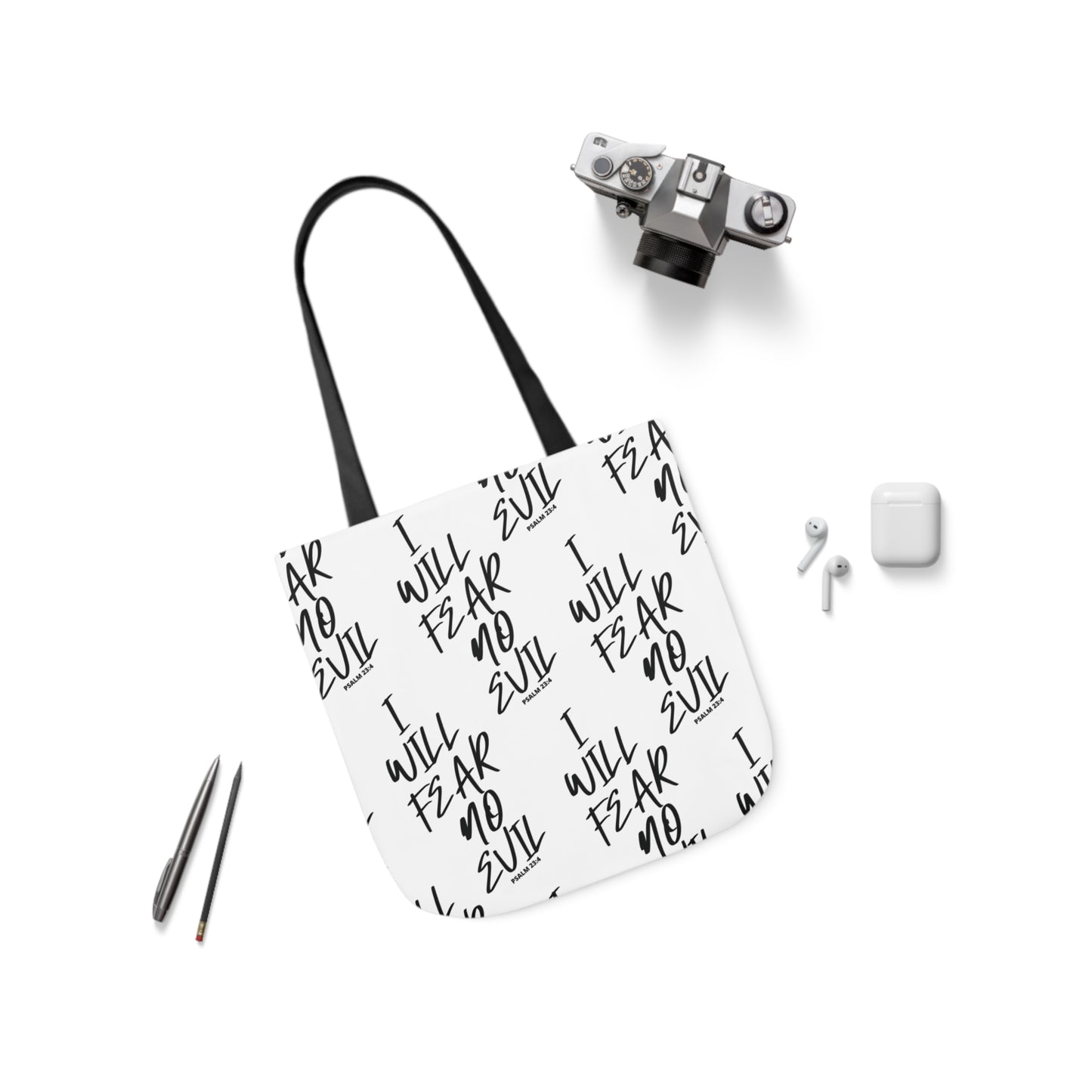 I Will Fear No Evil Canvas Tote Bag Colored Strap