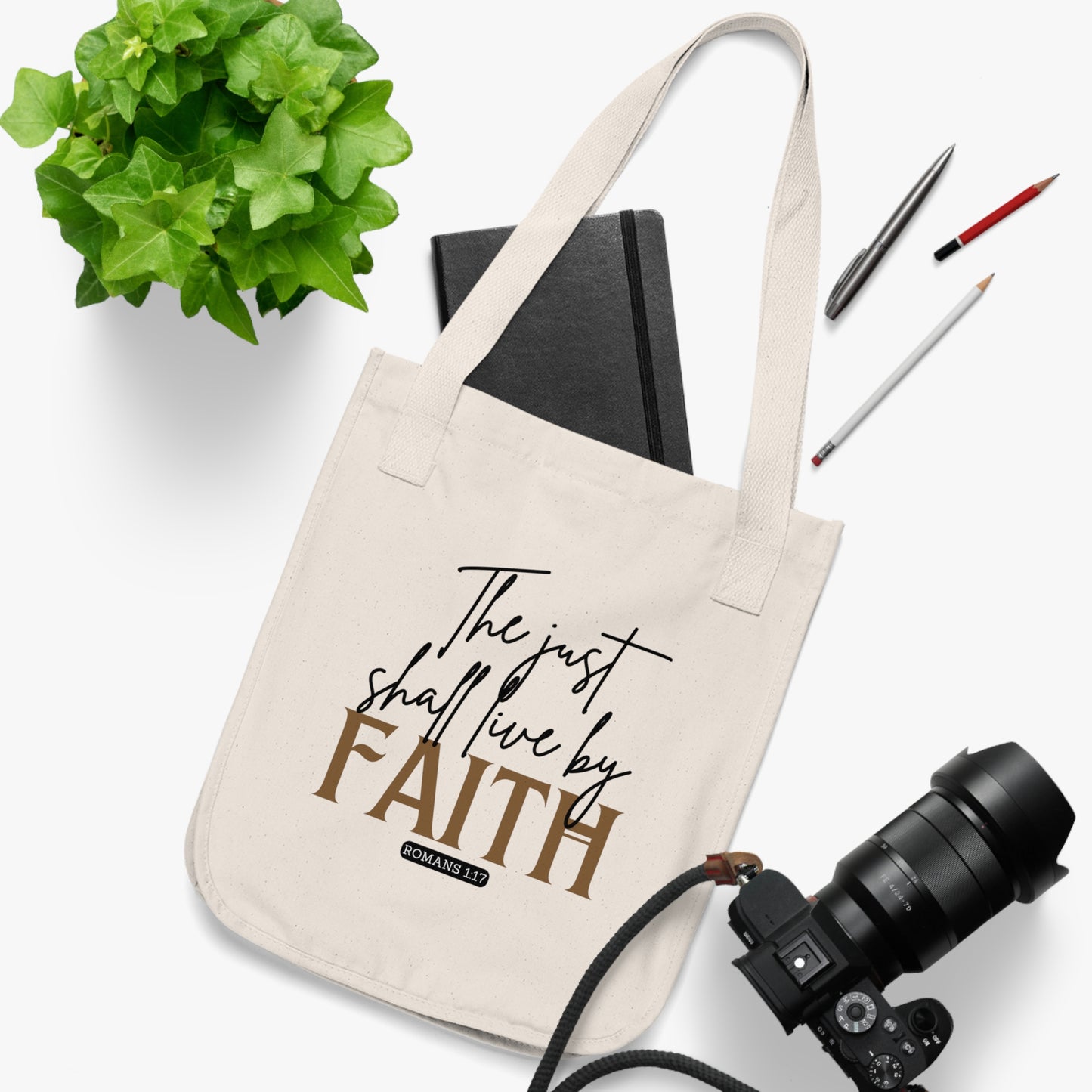 The Just Shall Live By Faith Canvas Tote Bag