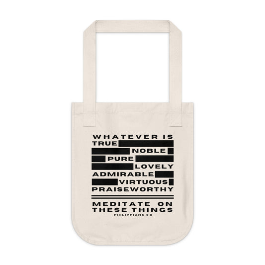 Meditate On These Things Canvas Tote Bag